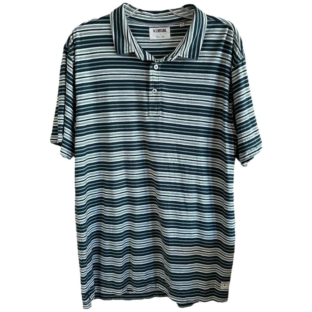 LINKSOUL Striped Golf Polo Shirt - Men’s Large